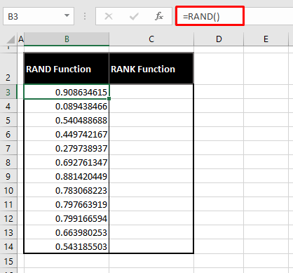 Using RAND & RANK Functions