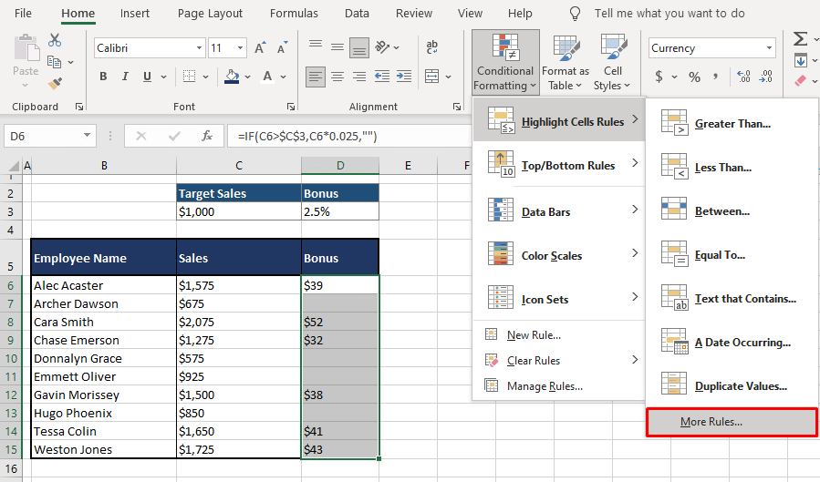 Highlight Blank Cells Using Conditional Formatting