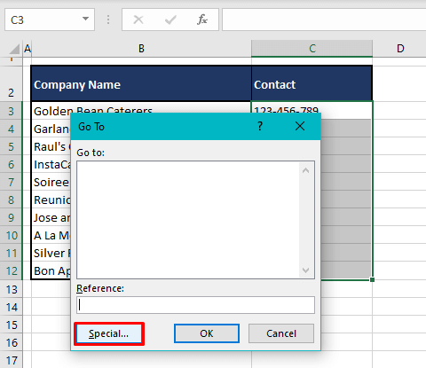 Select & Highlight Blank Cells
