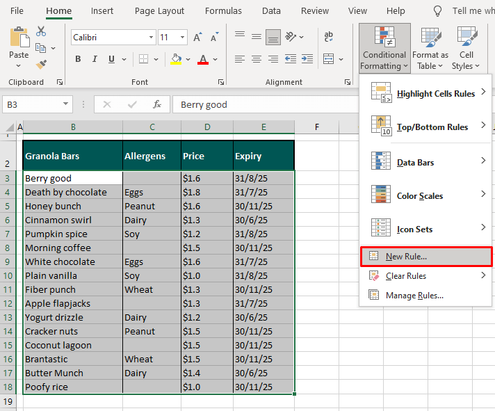 Highlight Rows Where any Cell is Blank