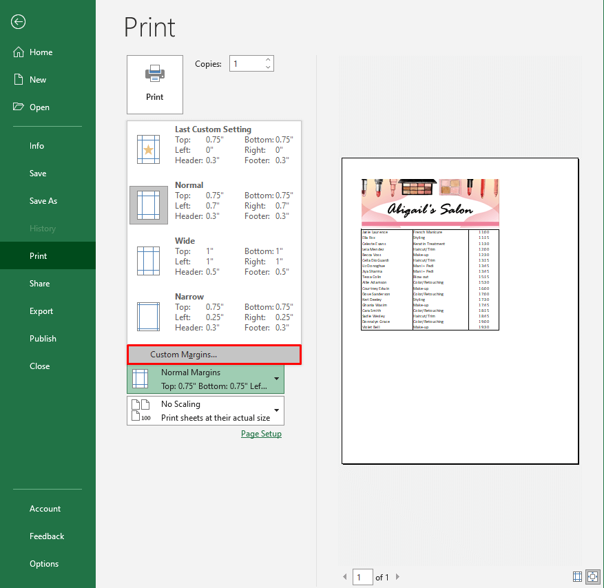 Using Print Preview Mode