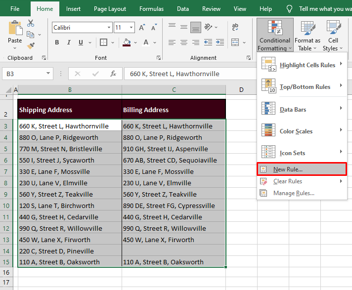 Compare & Highlight Cells with Matching Data (side by side)