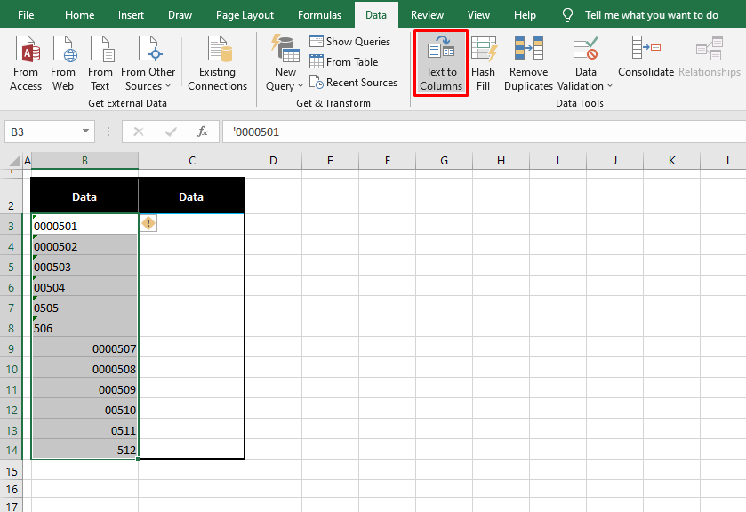 Using Text to Columns
