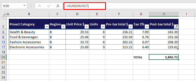 how-to-sum-only-filtered-or-visible-cells-in-excel