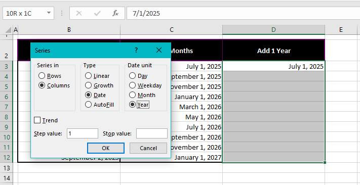 Using Fill Series Feature
