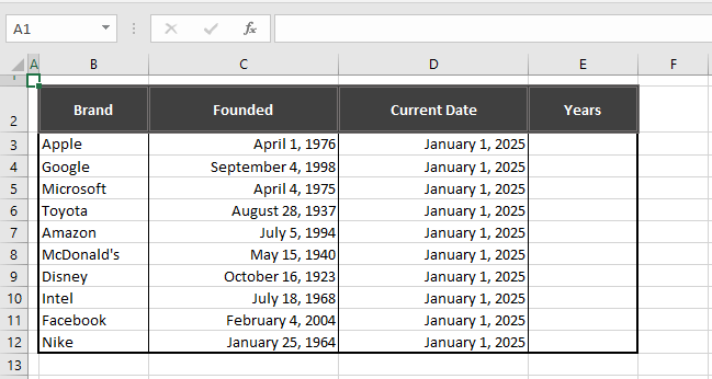 How To Calculate Years Between Two Dates In Excel