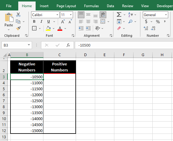 How to Convert Negative Numbers to Positive in Excel