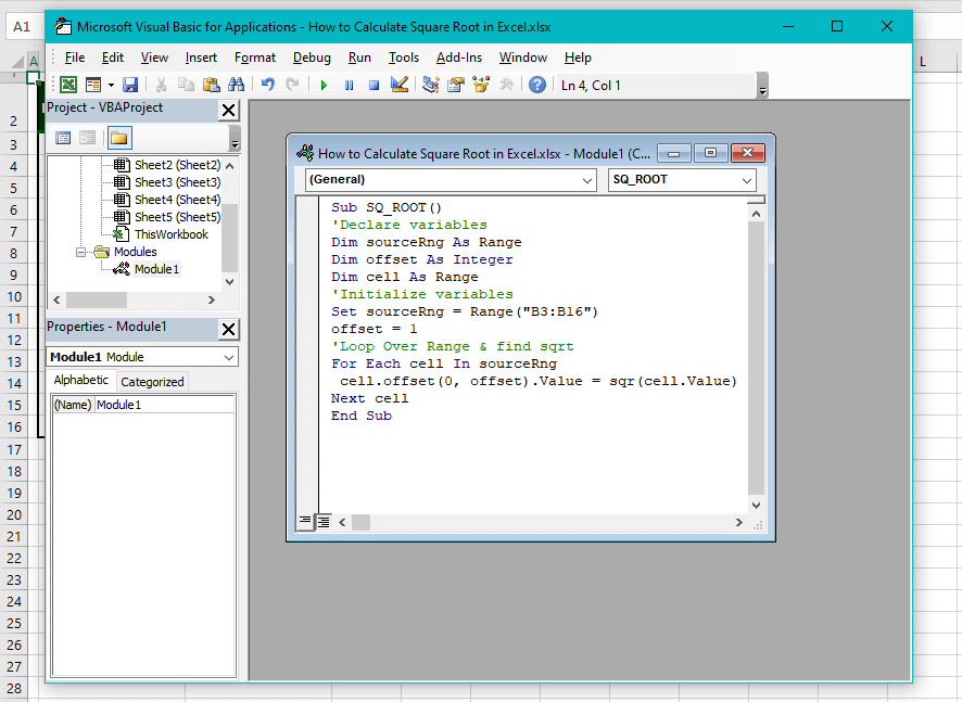 Using VBA To Calculate Square Root