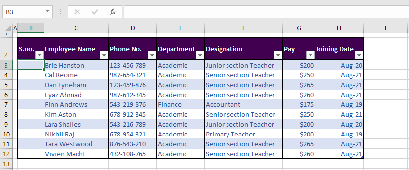 Creating Calculated Column in Excel Table