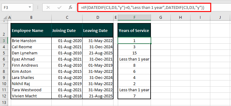 Calculating Only Years