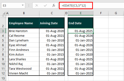 Calculating Service Duration after Fixed Number of Years