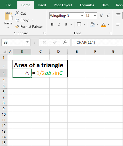 Using Wingdings 3 Font and/or CHAR Function
