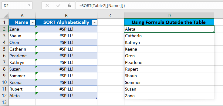 Array Formula in Excel Table