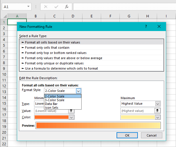 Format all cells based on their values