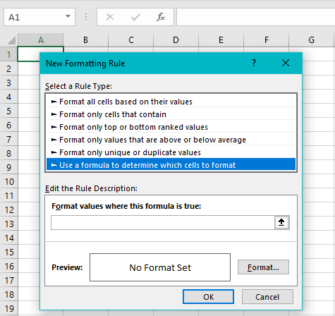 Use a formula to determine which cells to format