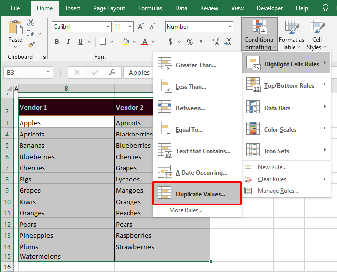Use Conditional Formatting to Compare Two Columns