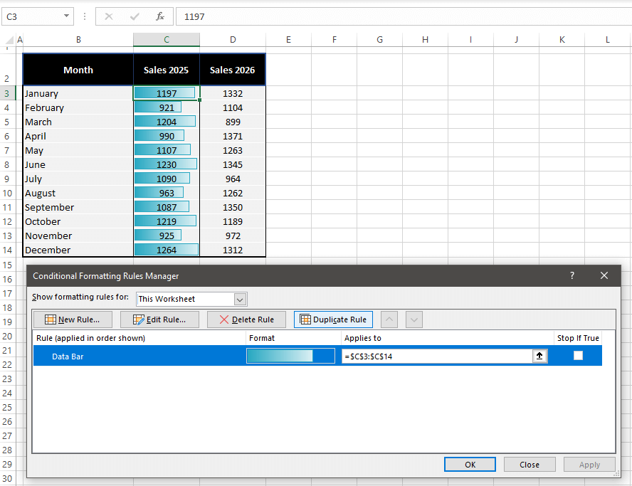 Using Rules Manager to copy conditional formatting