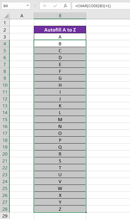 How to Autofill A to Z in Excel
