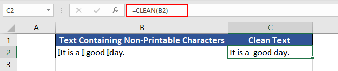 Examples of CLEAN Function in Excel 