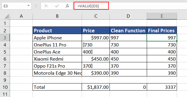Cleaning Numeric Data in Excel