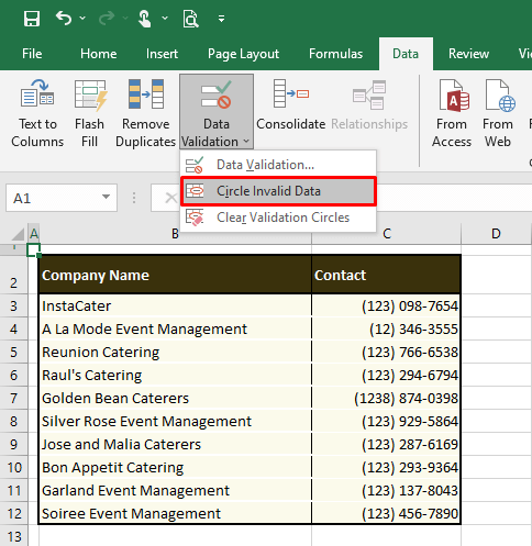 Find Invalid Data on the Sheet