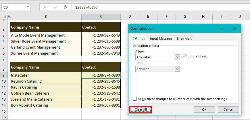 How to Remove Data Validation Rules