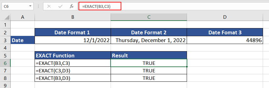 Using EXACT Function with Dates