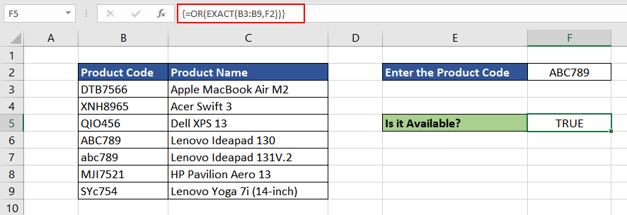 Finding Exact Match from a List