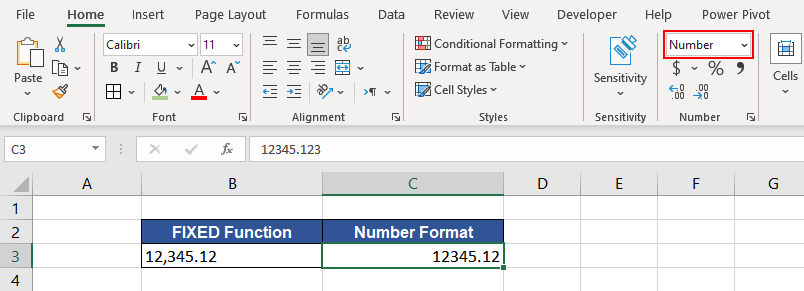 FIXED Function vs. Number Format