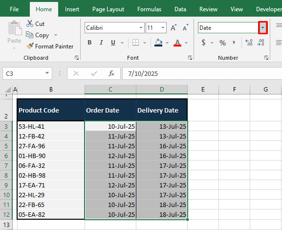 How to Apply Long Date Format In Excel Using Ribbon