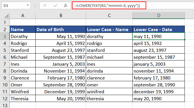 Converting Date in Lower Case