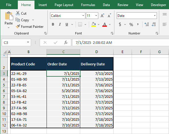 How to Apply Short Date Format