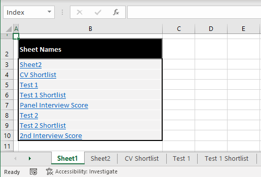 Creating Dynamic Sheet Names List