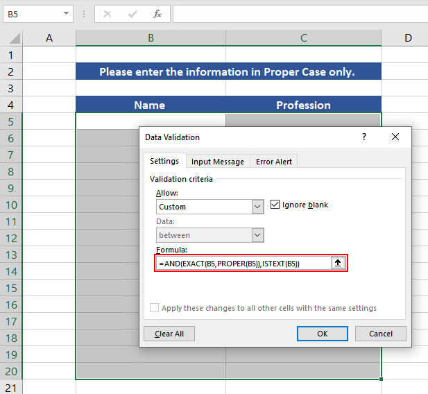 Using Data Validation with Proper Case