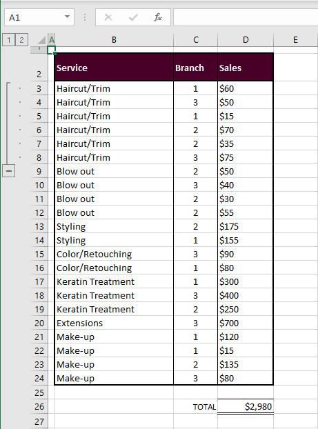 Collapsing and Expanding Grouped Rows