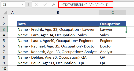 Using Multiple Delimiters in TEXTAFTER Function