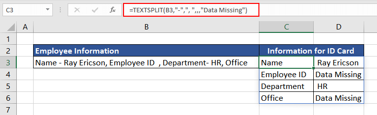 Splitting Data into Array using the TEXTSPLIT Function