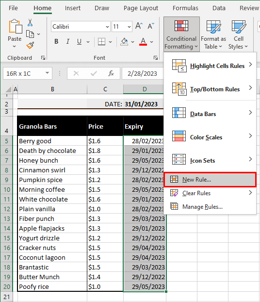 Highlight Expired Dates