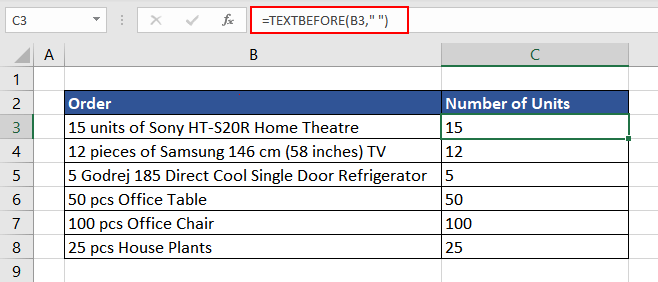 Calculating Sum using TEXTBEFORE Function