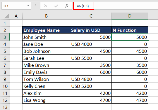 Identifying Text Values Using N Function