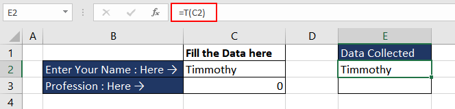 Accepting Only Text Values using T Function