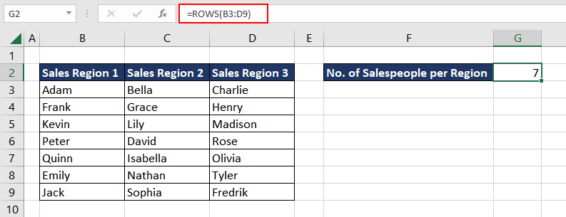 Finding Total Cells in Range Using COLUMNS Function