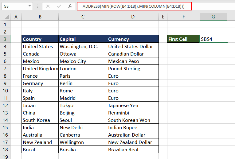 Finding Address of First Cell in Range