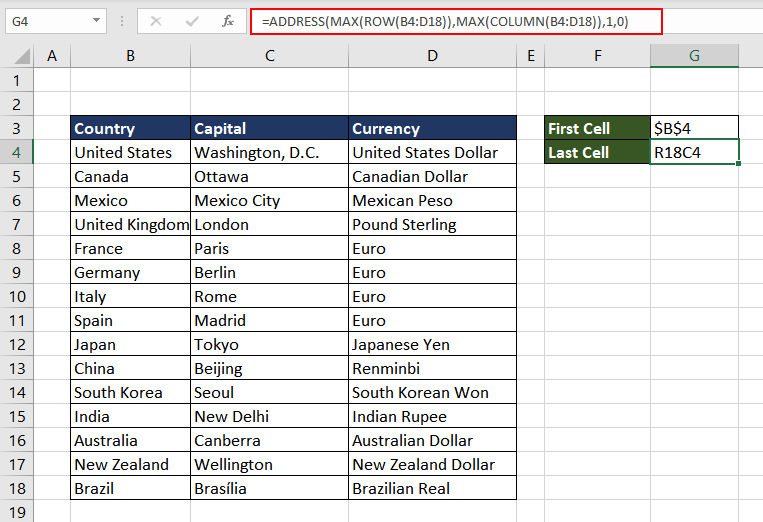 Finding Address of Last Cell in Range