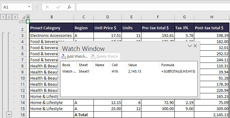 Keep Track of Important Cells Using Watch Window