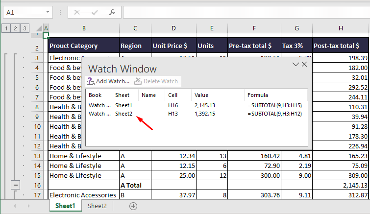 Watch Cells from Multiple Worksheets