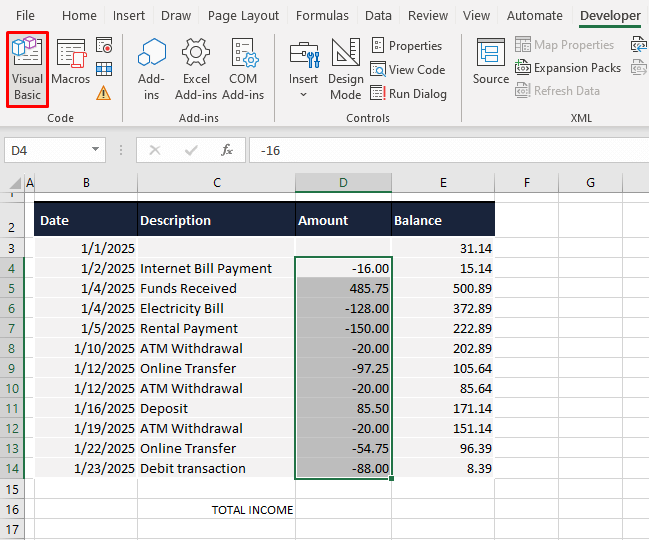 Method #4 – Using VBA