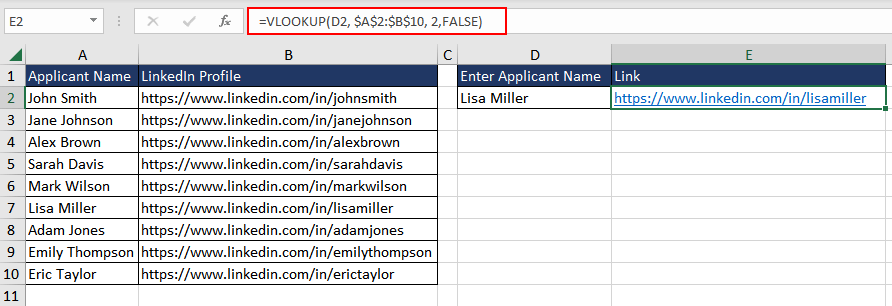 Using VLOOKUP with HYPERLINK Function