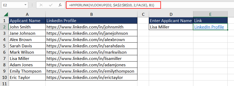 Using VLOOKUP with HYPERLINK Function