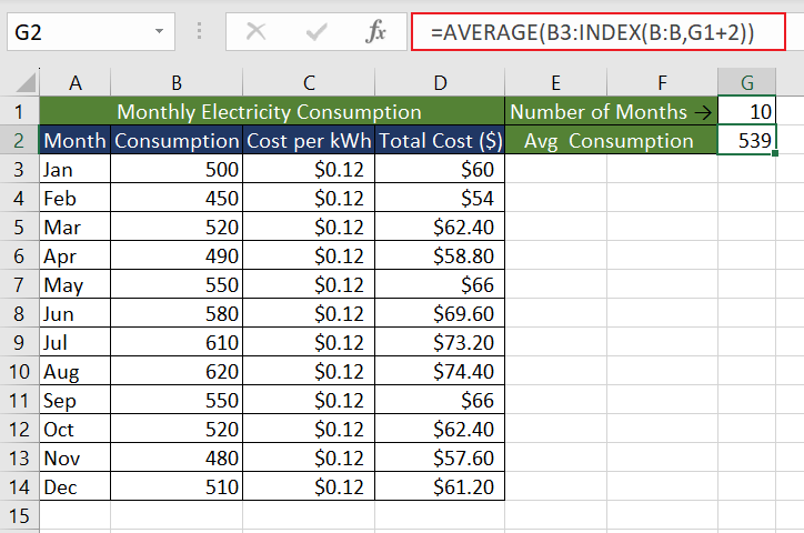 Example 3 - Creating Dynamic Ranges with INDEX Function